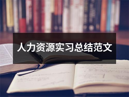人力资源实习总结范文
