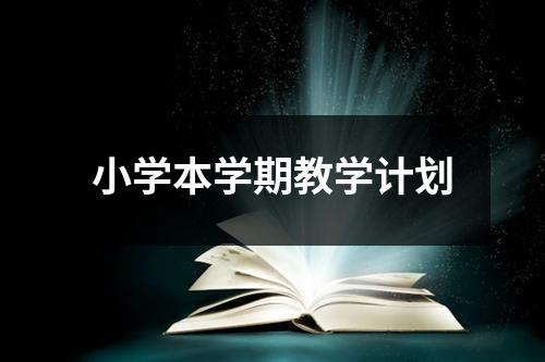 小学本学期教学计划