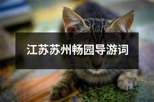 江苏苏州畅园导游词
